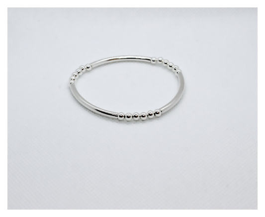 Silver Beaded Tube Bracelet Set