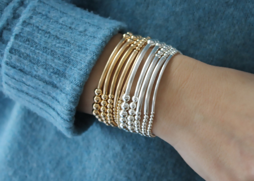 Silver Beaded Tube Bracelet • B269