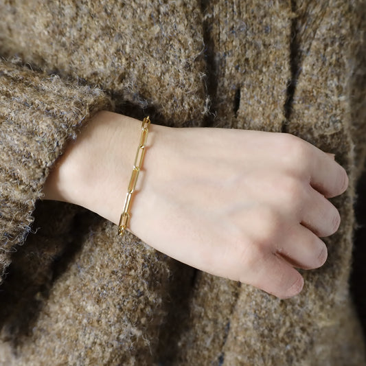 14K Gold Filled or Sterling Silver Paperclip Chain Bracelet • B329