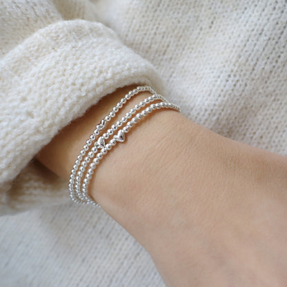 The Lily Bracelet, Sterling Silver Heart-Shaped Bead • B310